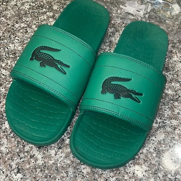 Lacoste | Shoes | Lacoste Green Slide Sandals With Logo  display picture 1